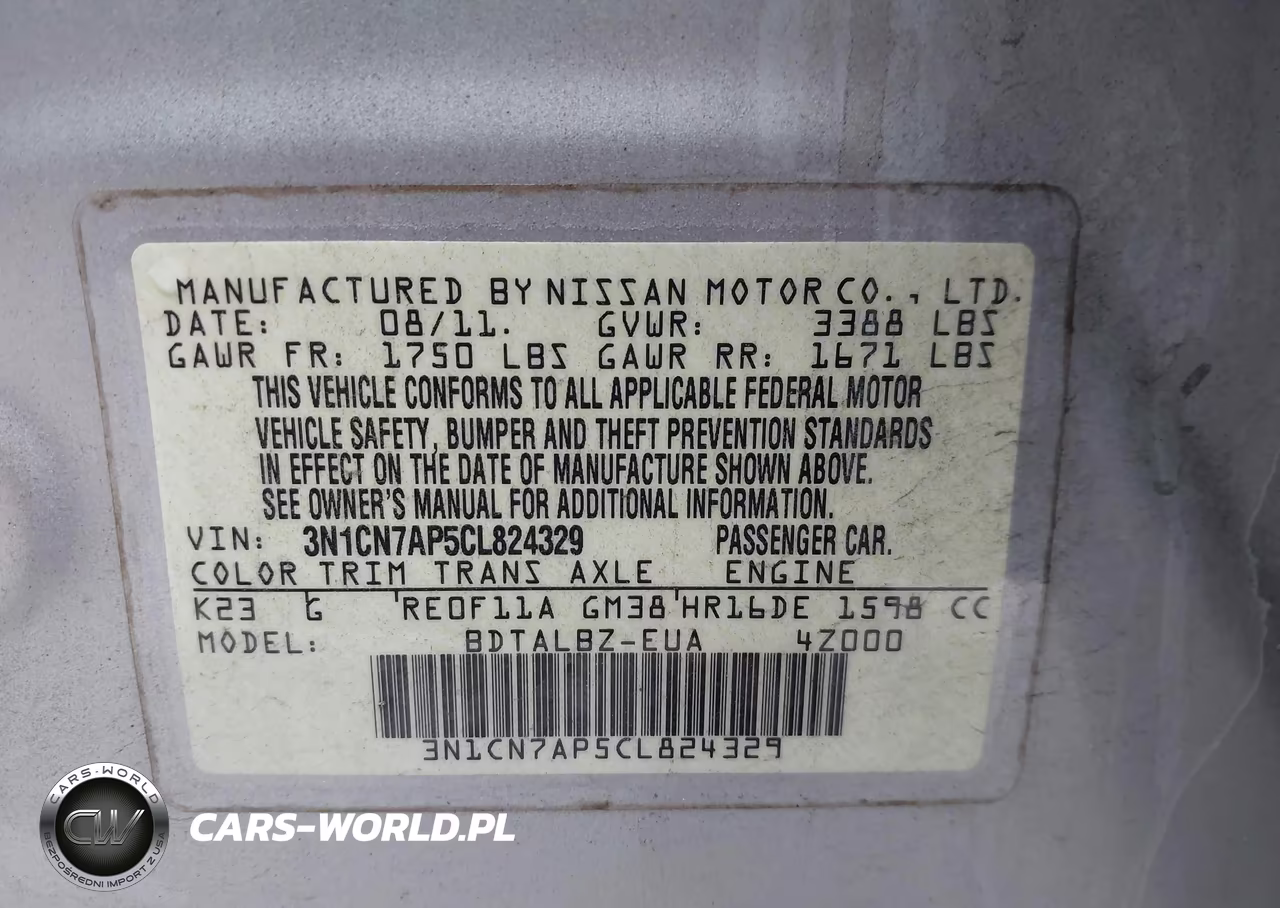 2012 Nissan Versa 1.6 Sv VIN:3N1CN7AP5CL824329 - 9