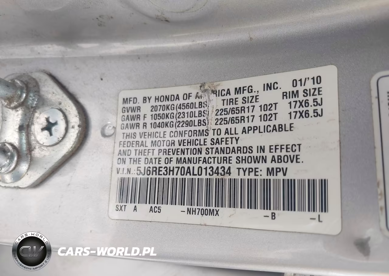 2010 Honda Cr-V Ex-L VIN:5J6RE3H70AL013434 - 9