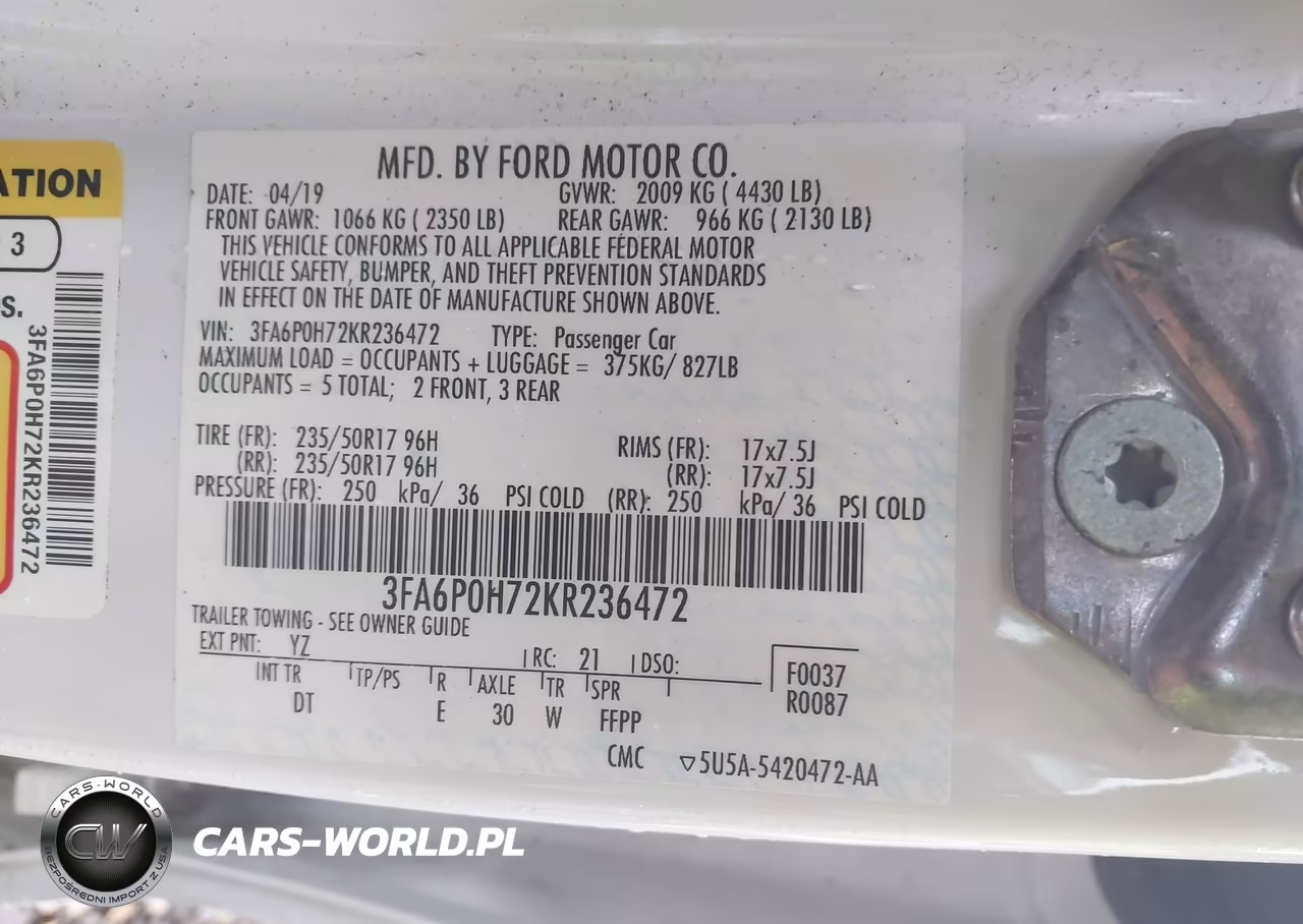 2019 Ford Fusion Se VIN:3FA6P0H72KR236472 - 9