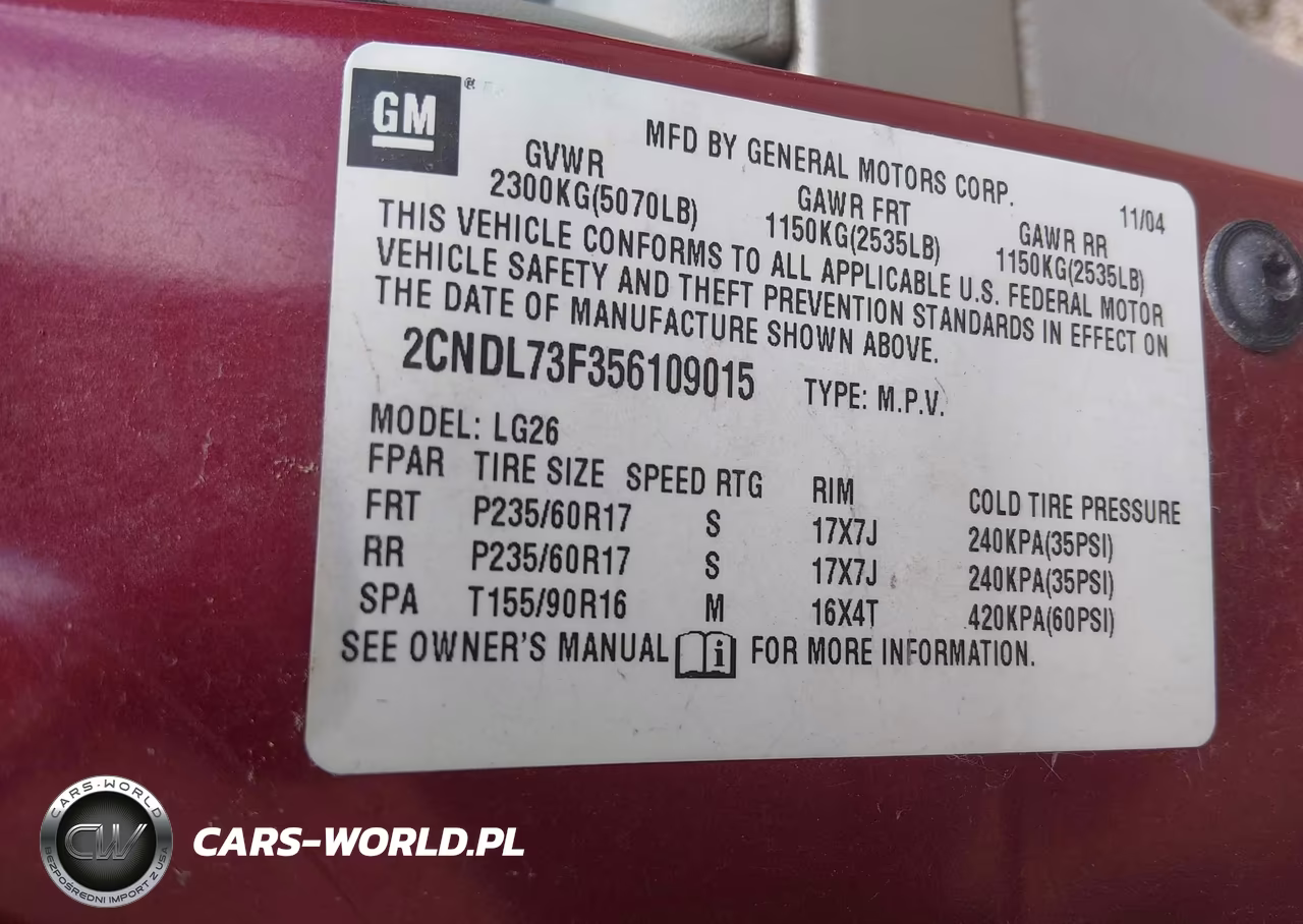 2005 Chevrolet Equinox Lt VIN:2CNDL73F356109015 - 9
