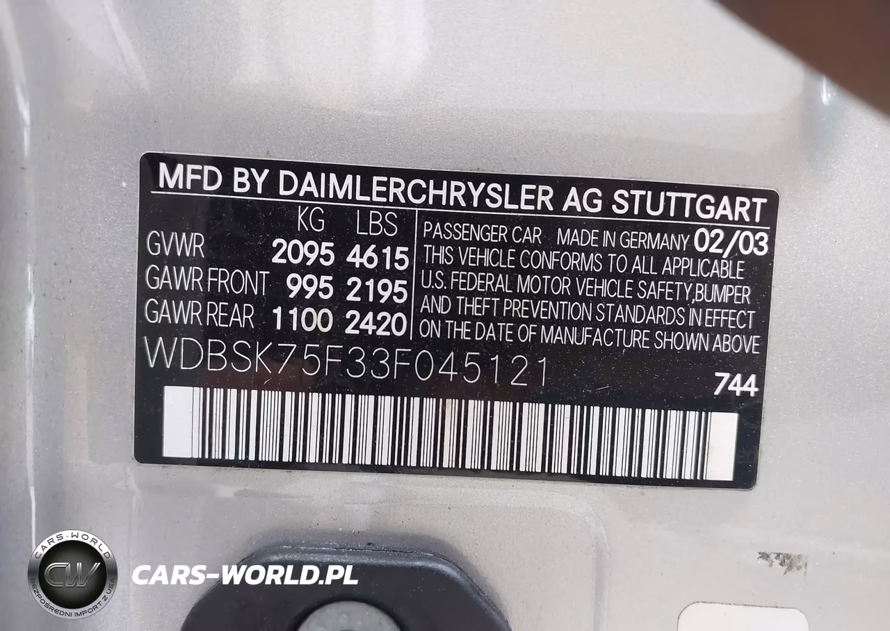 2003 Mercedes-Benz Sl 500 VIN:WDBSK75F33F045121 - 9