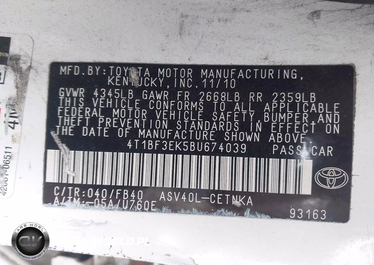 2011 Toyota Camry Le VIN:4T1BF3EK5BU674039 - 9