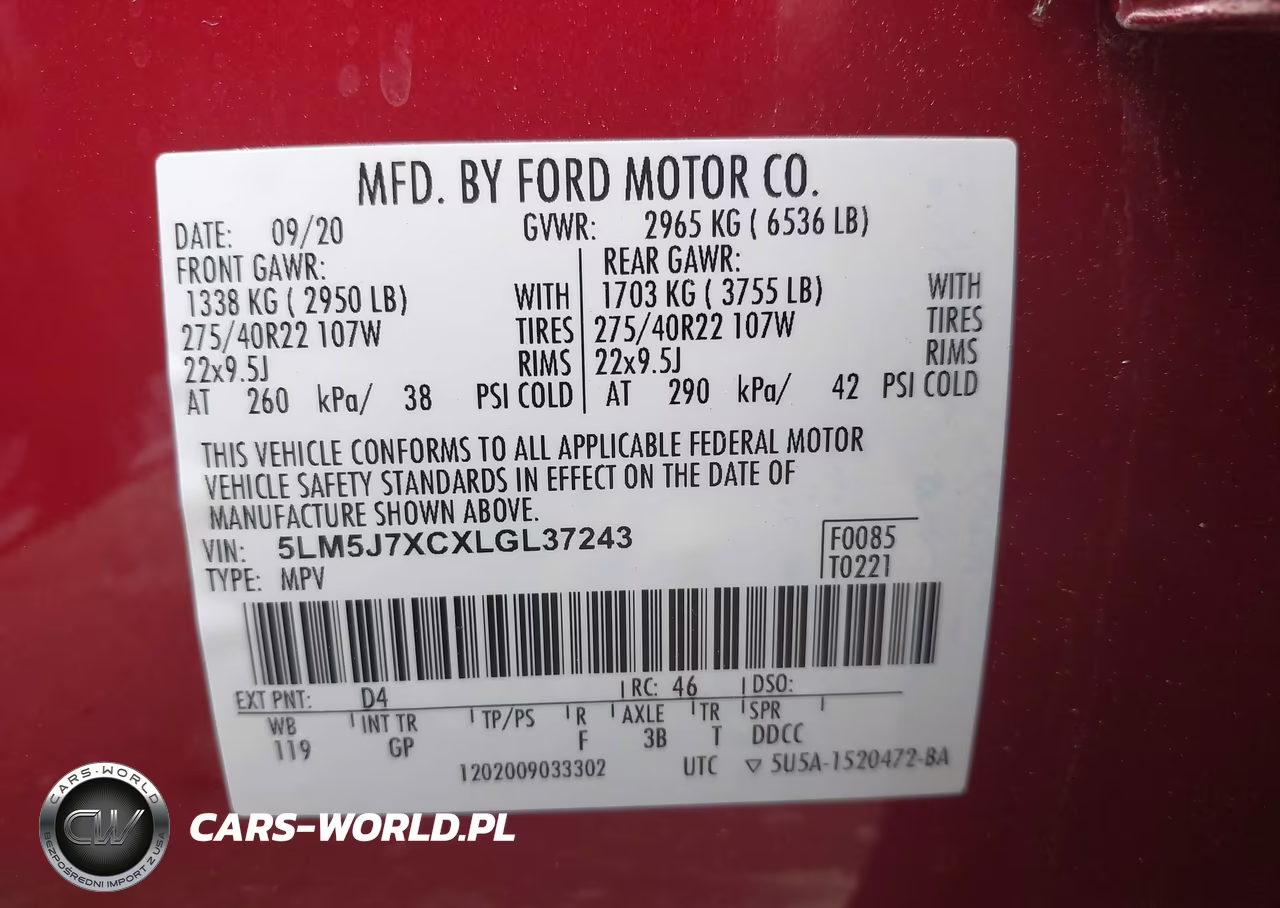 2020 Lincoln Aviator Reserve VIN:5LM5J7XCXLGL37243 - 9