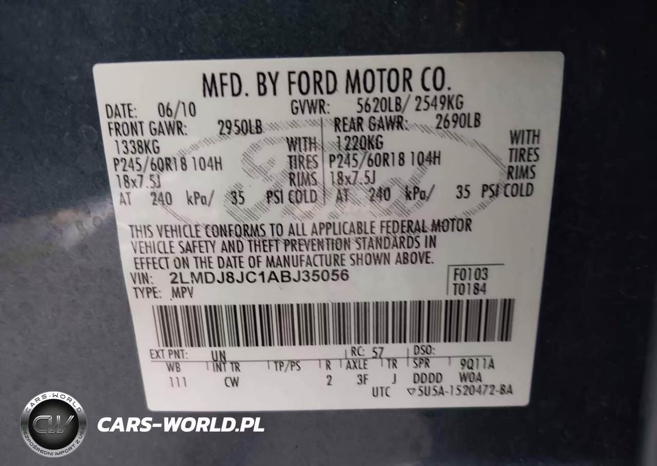2010 Lincoln Mkx VIN:2LMDJ8JC1ABJ35056 - 9