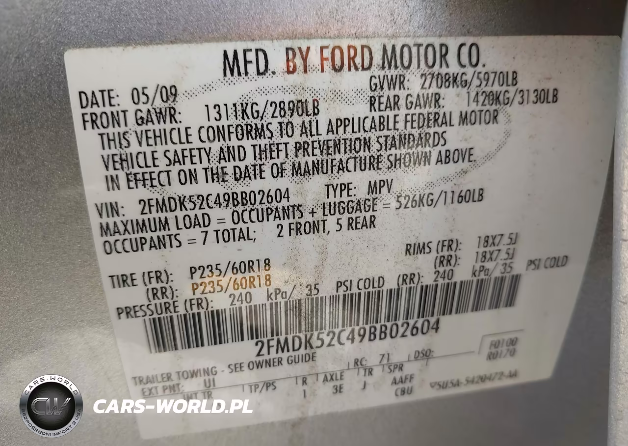 2009 Ford Flex Sel VIN:2FMDK52C49BB02604 - 9