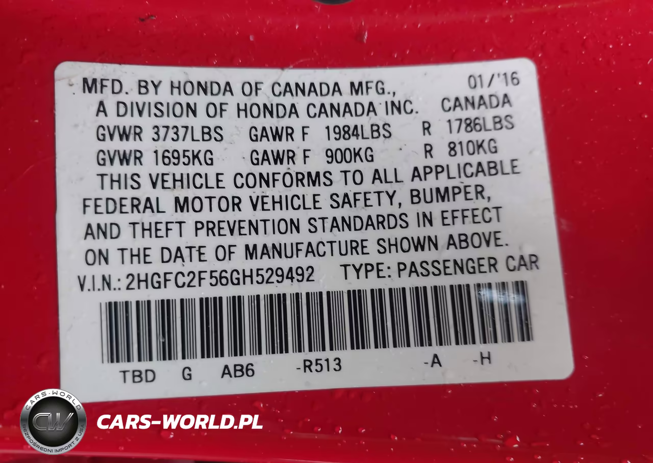 2016 Honda Civic Lx VIN:2HGFC2F56GH529492 - 9