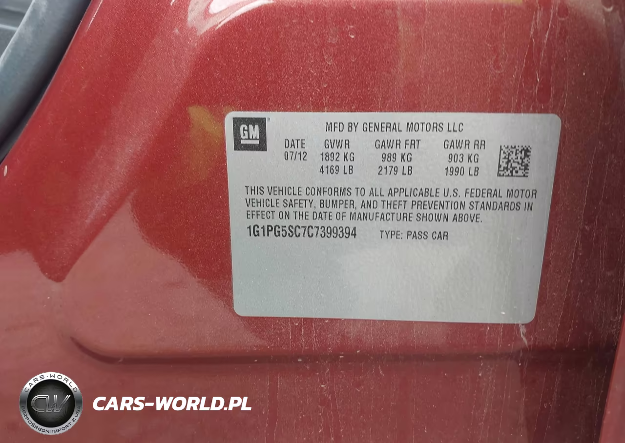 2012 Chevrolet Cruze 2Lt VIN:1G1PG5SC7C7399394 - 9