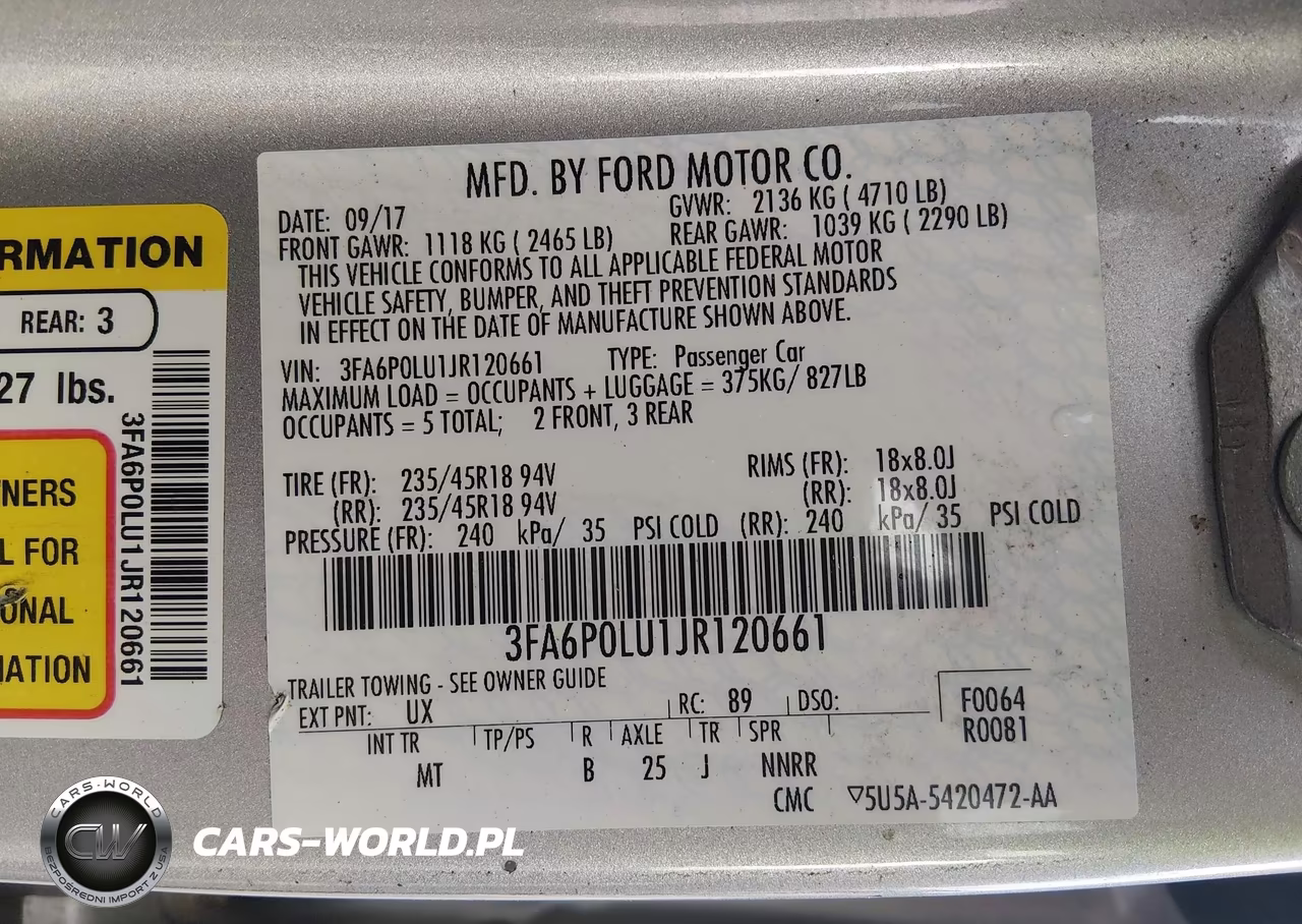 2018 Ford Fusion Hybrid Se VIN:3FA6P0LU1JR120661 - 9