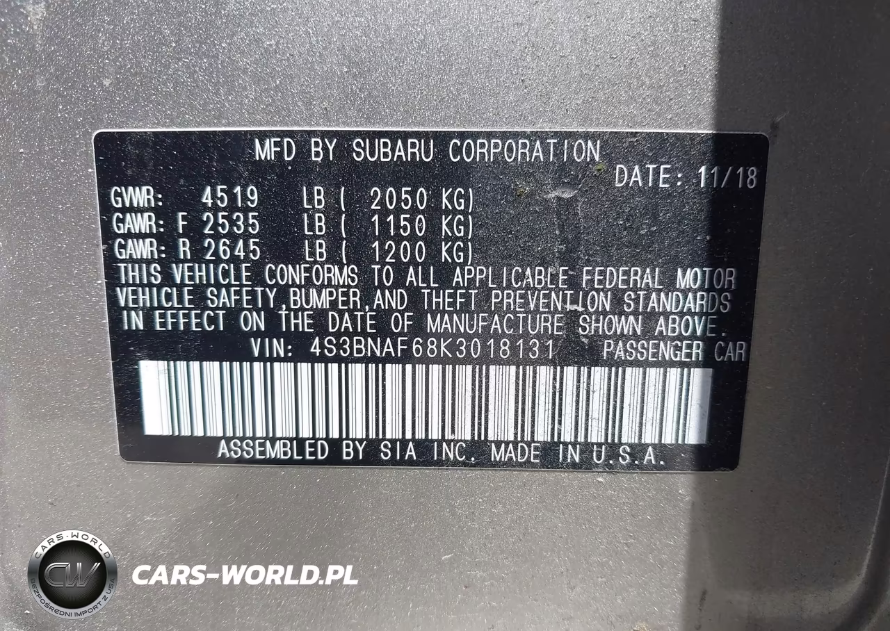 2019 Subaru Legacy 2.5I Premium VIN:4S3BNAF68K3018131 - 9