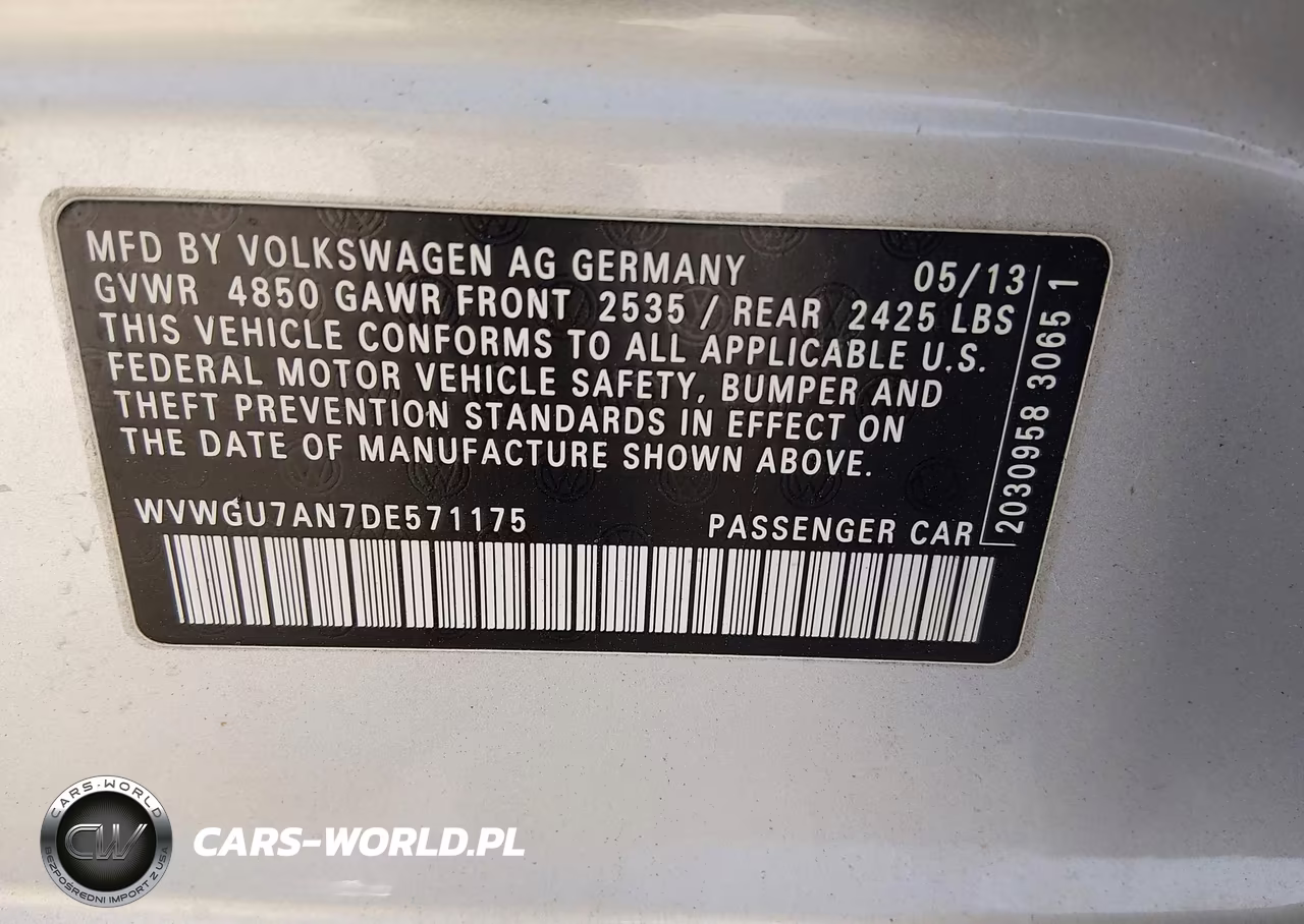 2013 Volkswagen Cc Vr6 4Motion VIN:WVWGU7AN7DE571175 - 9