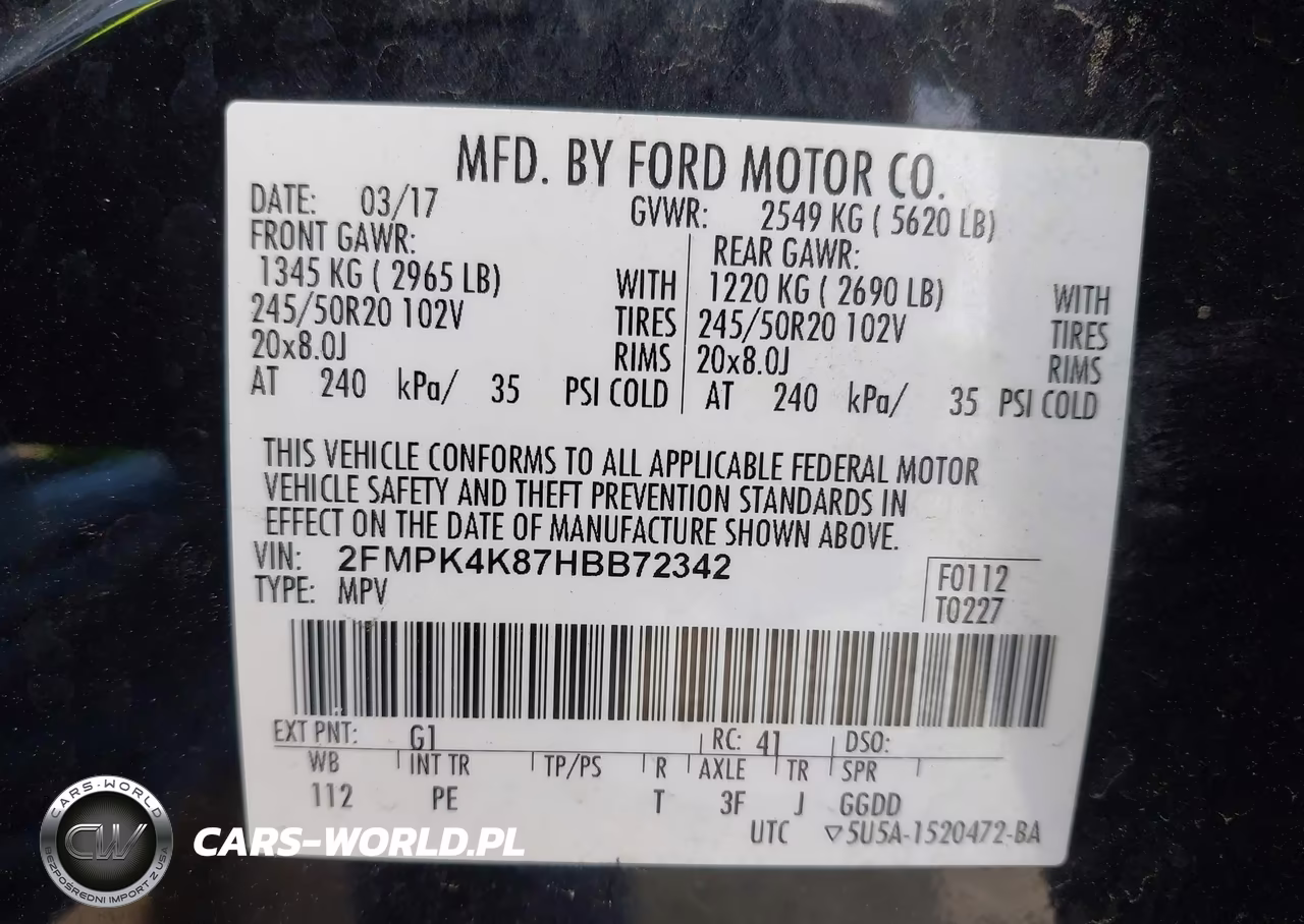 2017 Ford Edge Titanium VIN:2FMPK4K87HBB72342 - 9