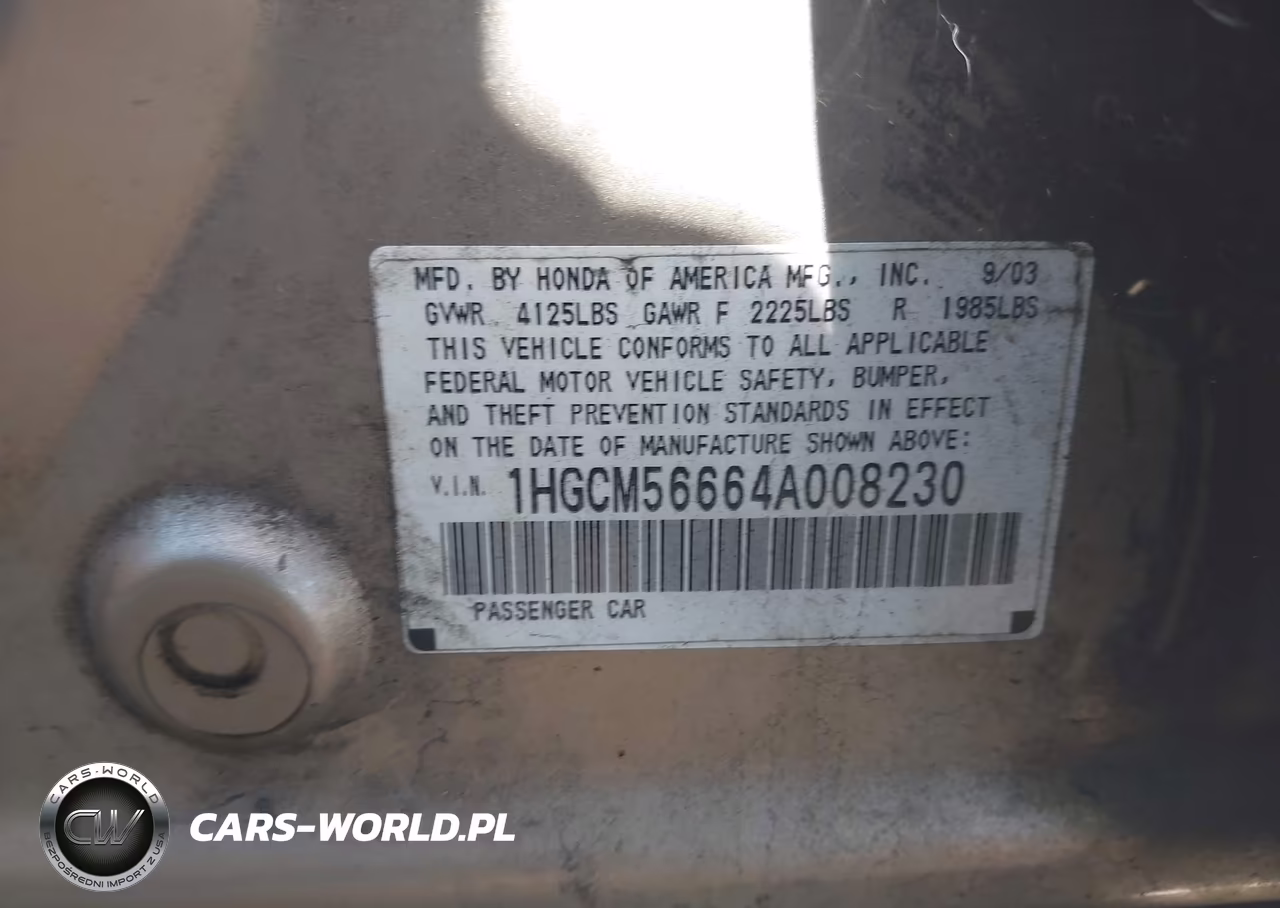 2004 Honda Accord 2.4 Ex VIN:1HGCM56664A008230 - 9