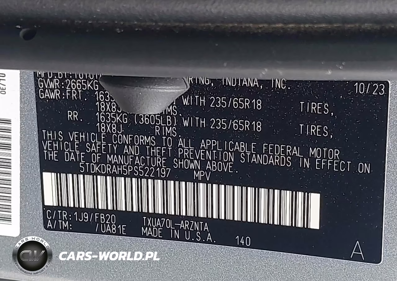 2023 Toyota Highlander Le VIN:5TDKDRAH5PS522197 - 9