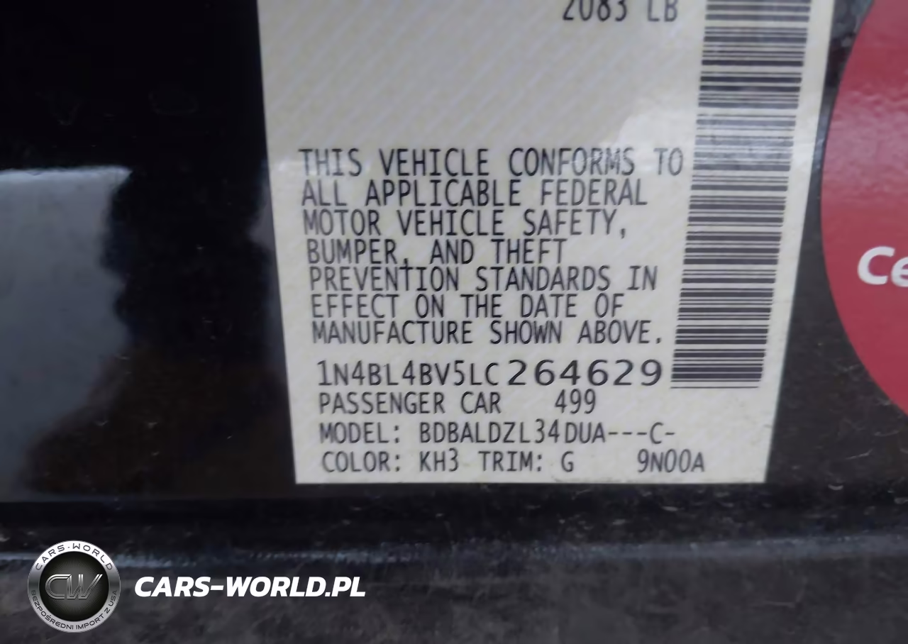 2020 Nissan Altima S Fwd VIN:1N4BL4BV5LC264629 - 9