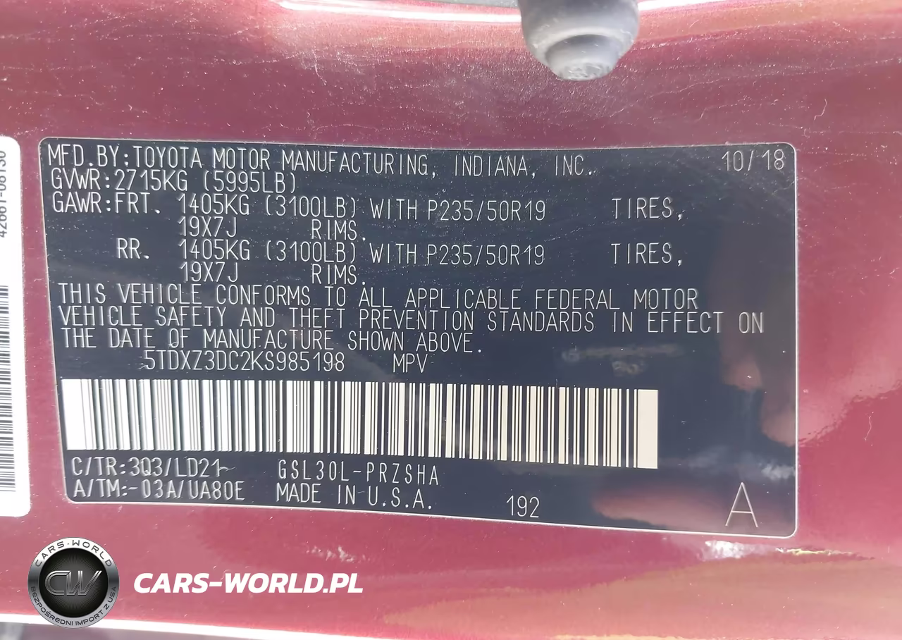 2019 Toyota Sienna Se 8 Passenger VIN:5TDXZ3DC2KS985198 - 9