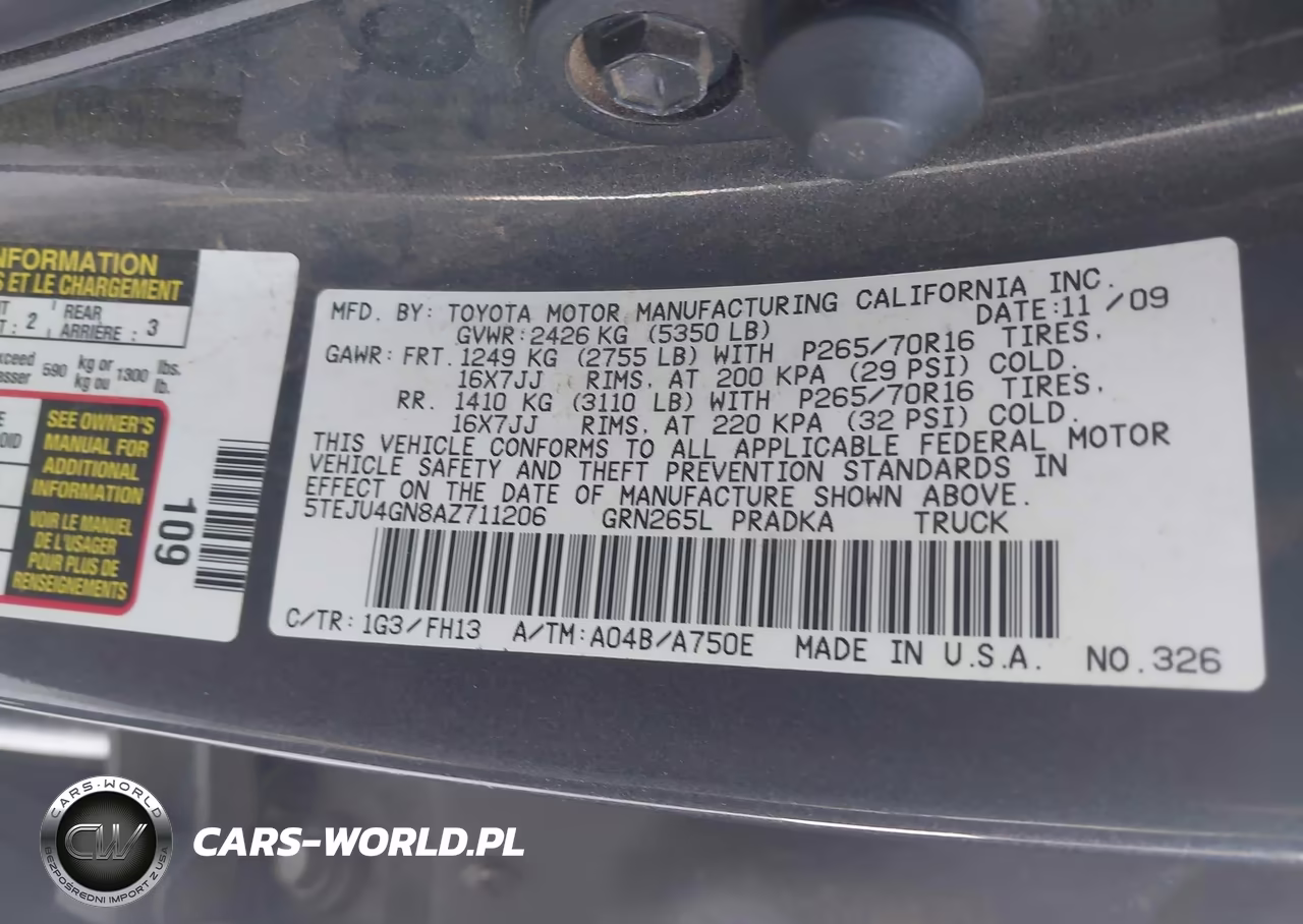 2010 Toyota Tacoma Prerunner V6 VIN:5TEJU4GN8AZ711206 - 9