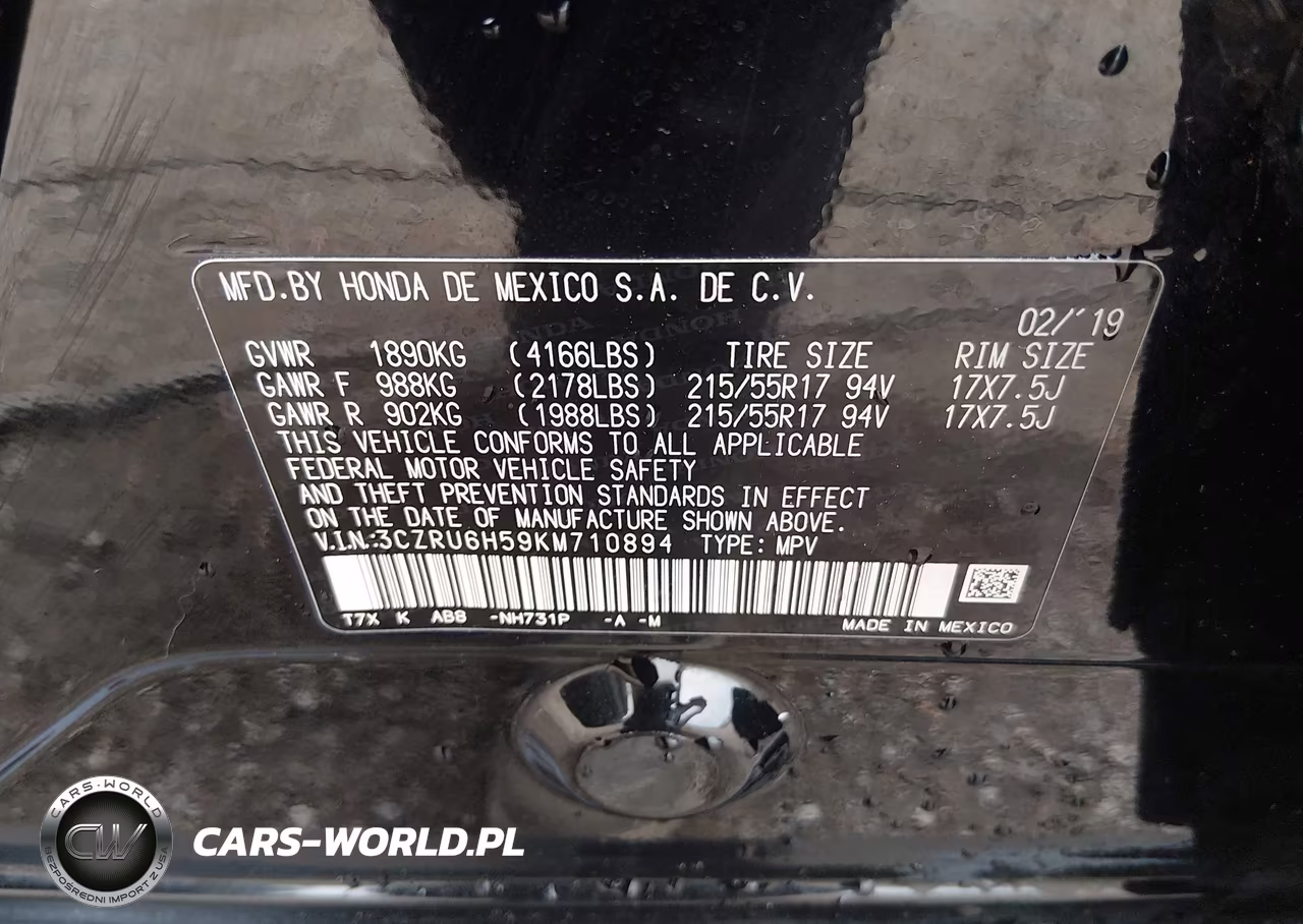 2019 Honda Hr-V Ex VIN:3CZRU6H59KM710894 - 9