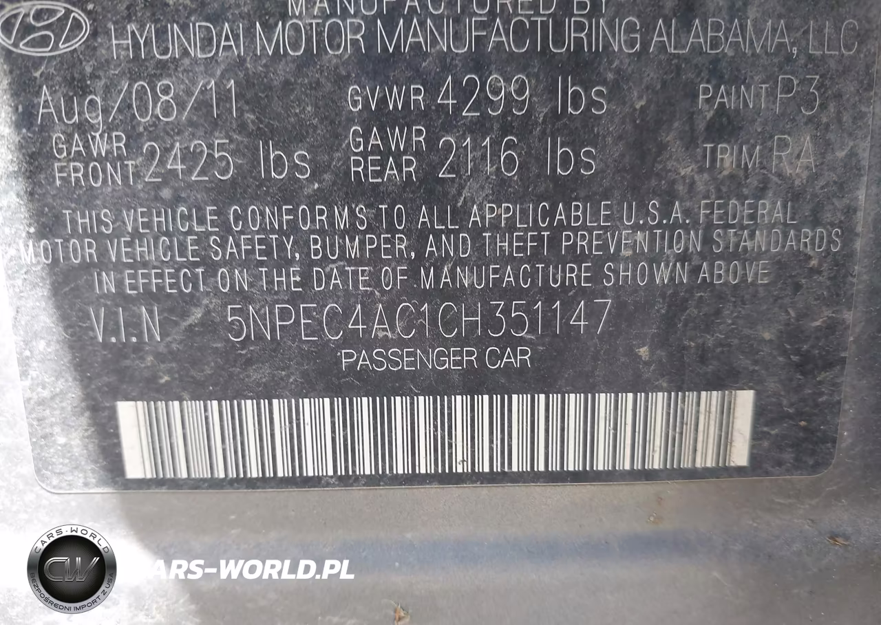 2012 Hyundai Sonata Limited VIN:5NPEC4AC1CH351147 - 9