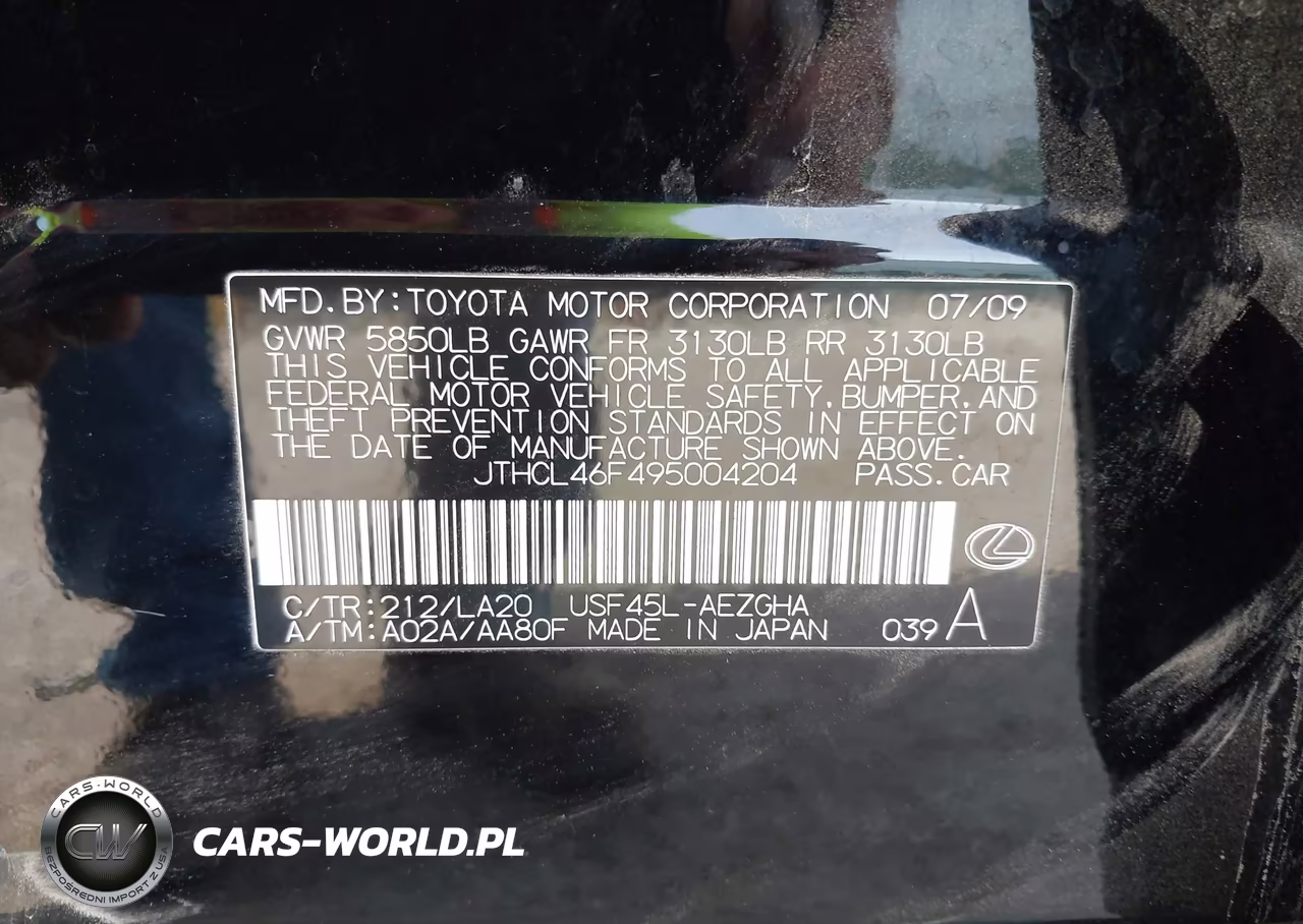 2009 Lexus Ls 460 VIN:JTHCL46F495004204 - 9
