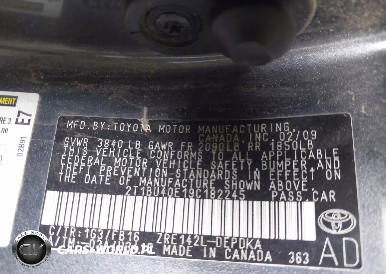 2009 Toyota Corolla Le VIN:2T1BU40E19C182245 - 9