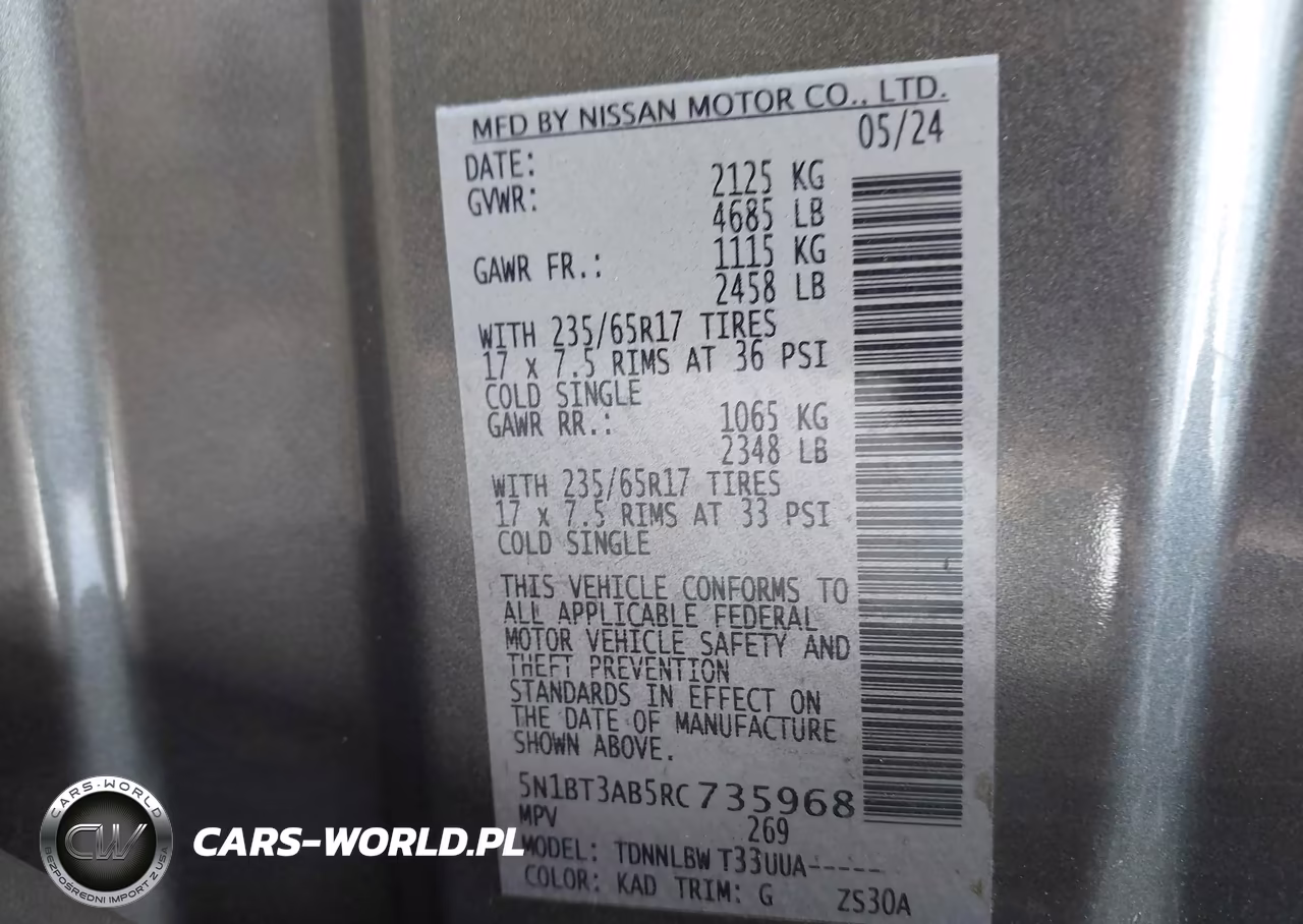 2024 Nissan Rogue S Intelligent Awd VIN:5N1BT3AB5RC735968 - 9