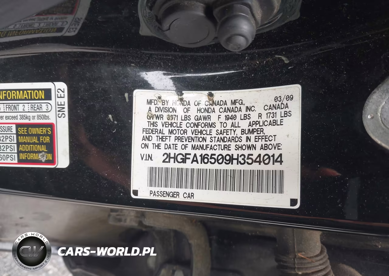 2009 Honda Civic Lx VIN:2HGFA16509H354014 - 9
