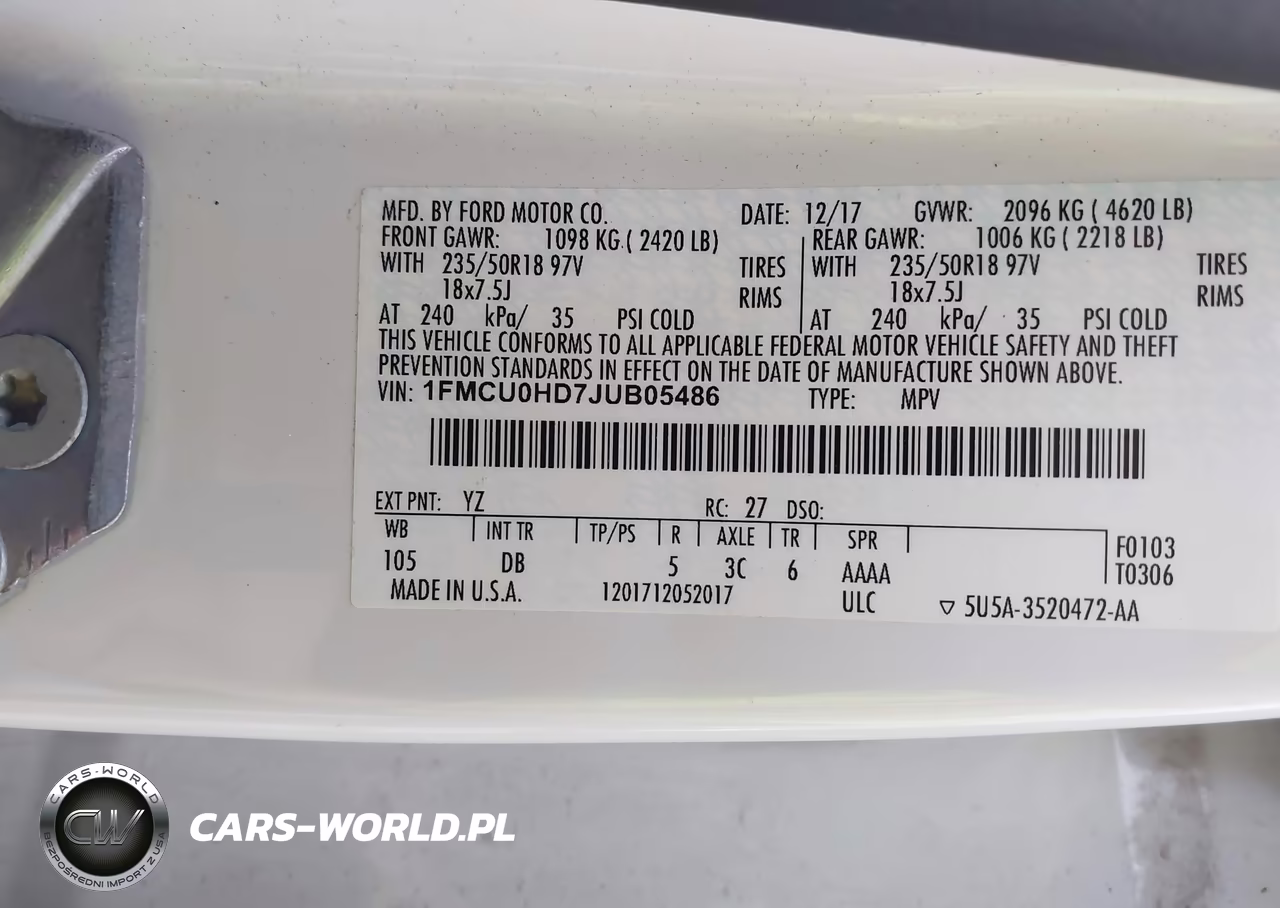 2018 Ford Escape Sel VIN:1FMCU0HD7JUB05486 - 9