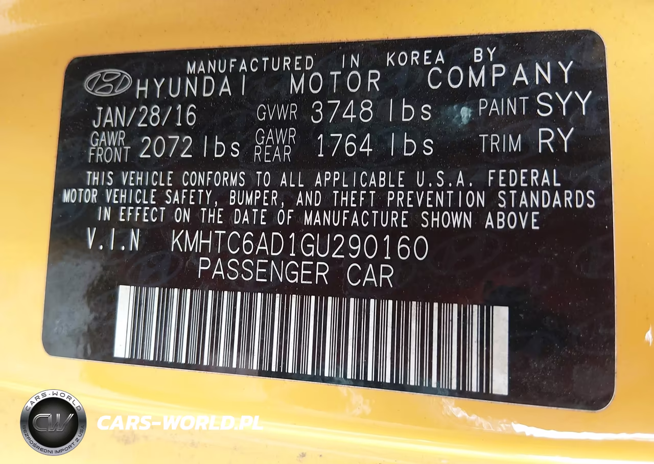 2016 Hyundai Veloster VIN:KMHTC6AD1GU290160 - 9