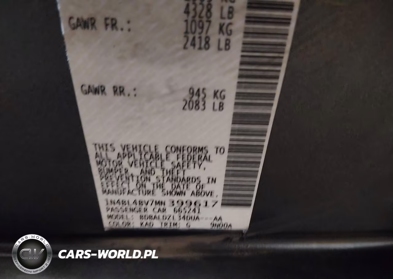 2021 Nissan Altima S Fwd VIN:1N4BL4BV7MN399617 - 9