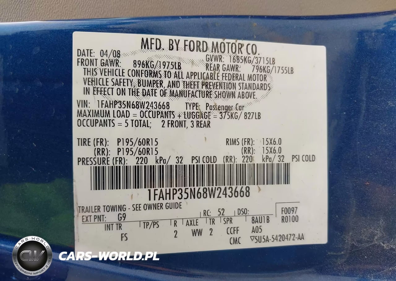 2008 Ford Focus Se VIN:1FAHP35N68W243668 - 9