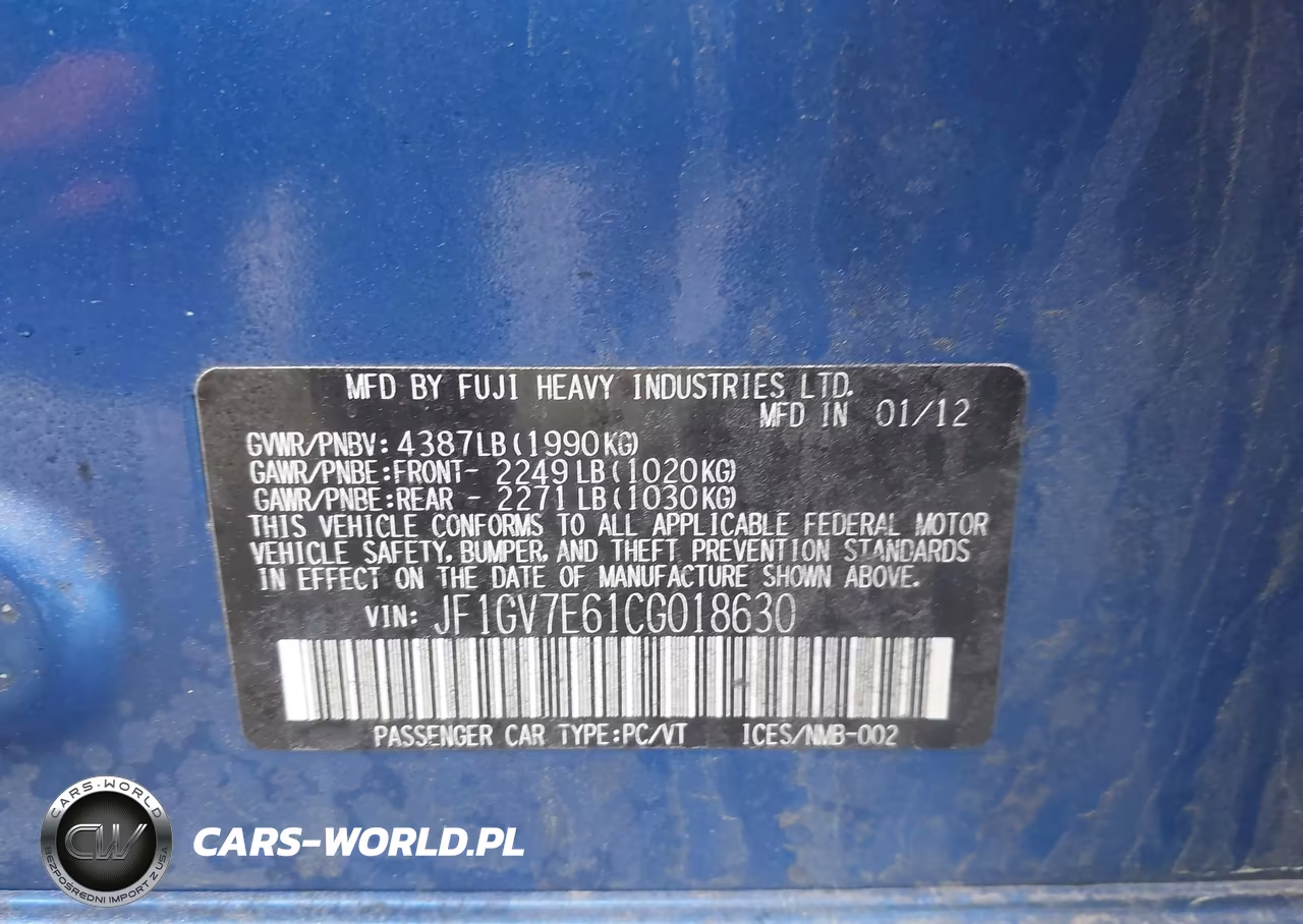 2012 Subaru Impreza Wrx VIN:JF1GV7E61CG018630 - 9