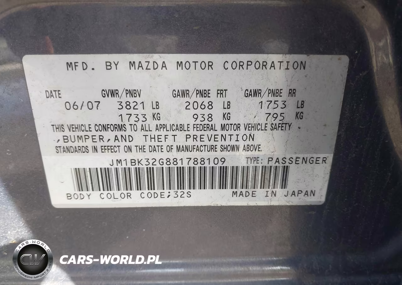 2008 Mazda Mazda3 I VIN:JM1BK32G881788109 - 9