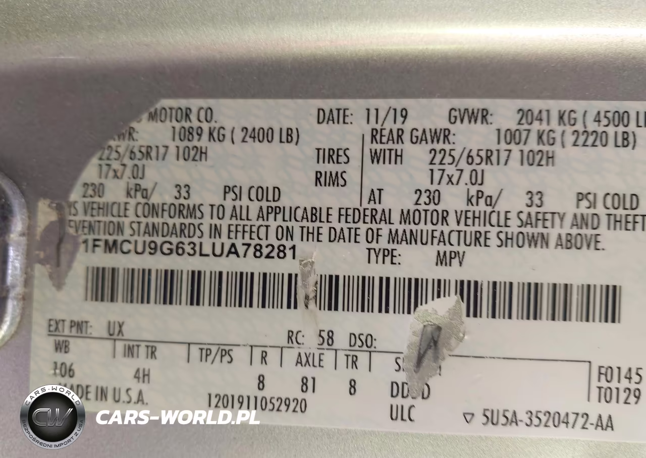 2020 Ford Escape Se VIN:1FMCU9G63LUA78281 - 9