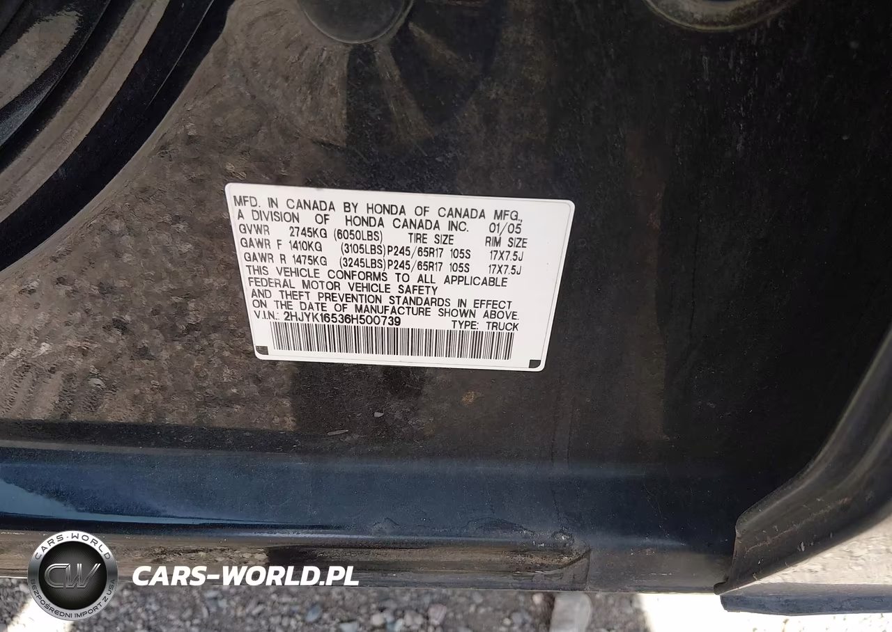 2006 Honda Ridgeline Rtl VIN:2HJYK16536H500739 - 9