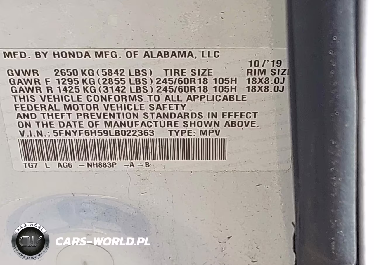 2020 Honda Pilot Awd Ex-L VIN:5FNYF6H59LB022363 - 9