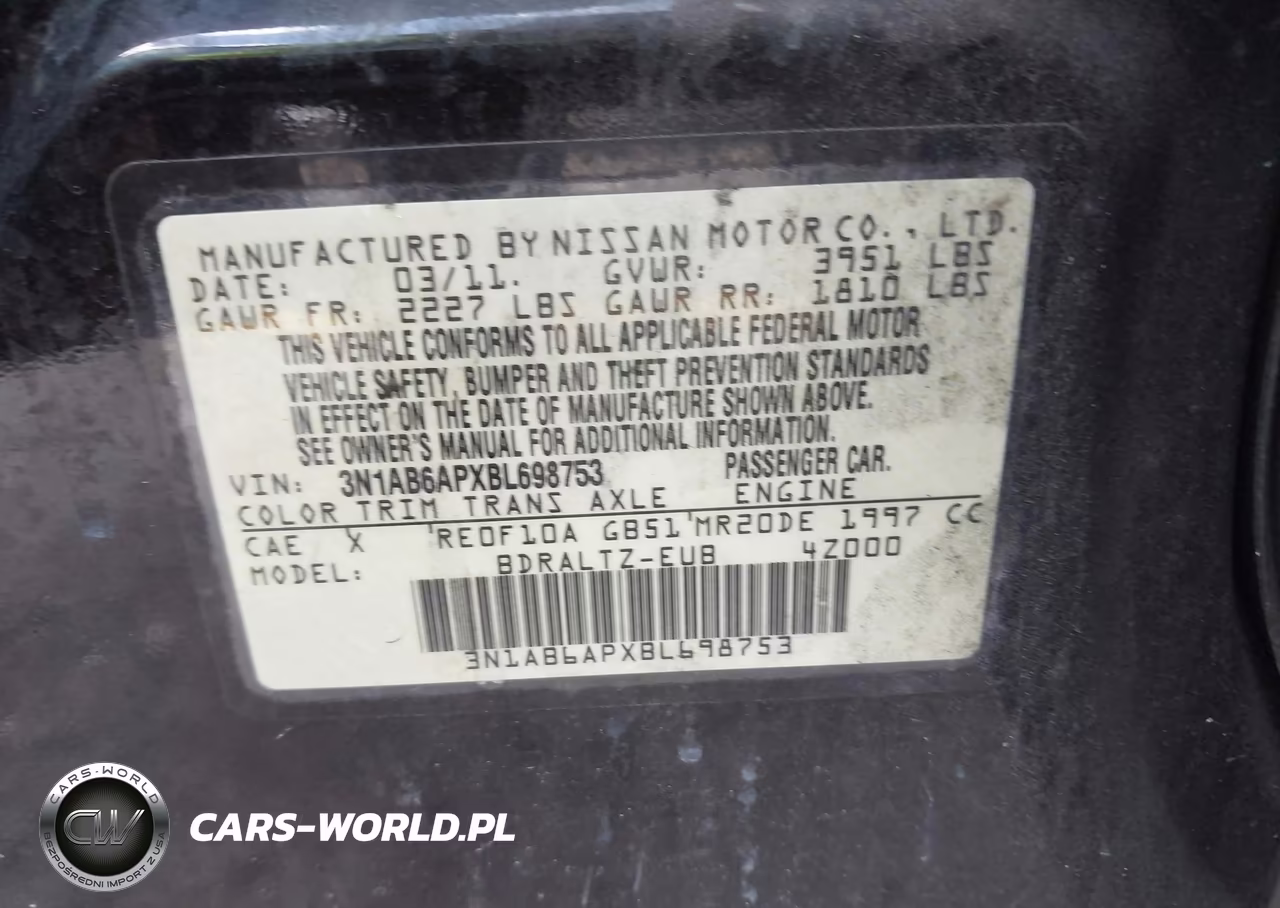2011 Nissan Sentra 2.0S VIN:3N1AB6APXBL698753 - 9