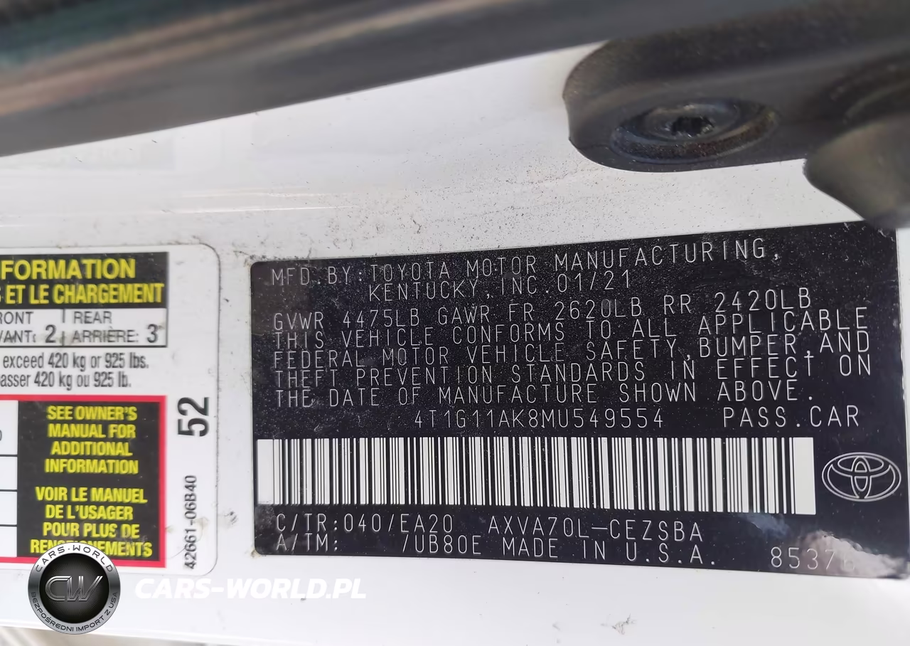 2021 Toyota Camry Se VIN:4T1G11AK8MU549554 - 9