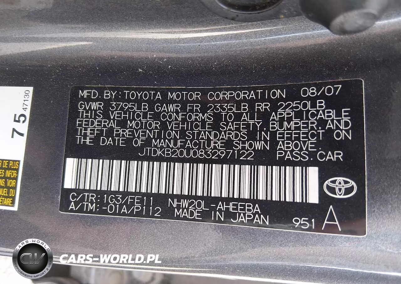 2008 Toyota Prius VIN:JTDKB20U083297122 - 9