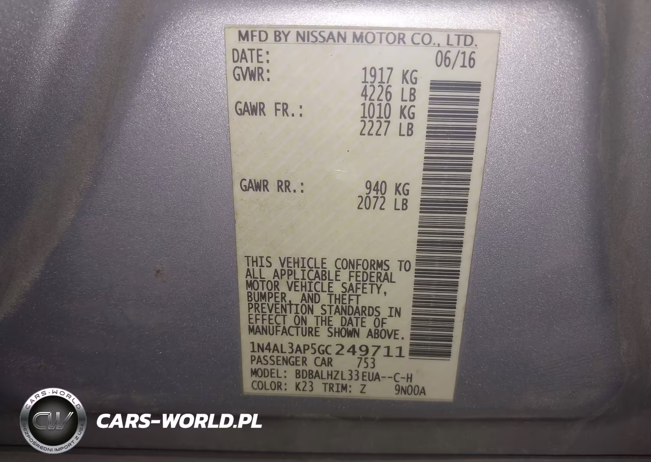2016 Nissan Altima 2.5 Sr VIN:1N4AL3AP5GC249711 - 9