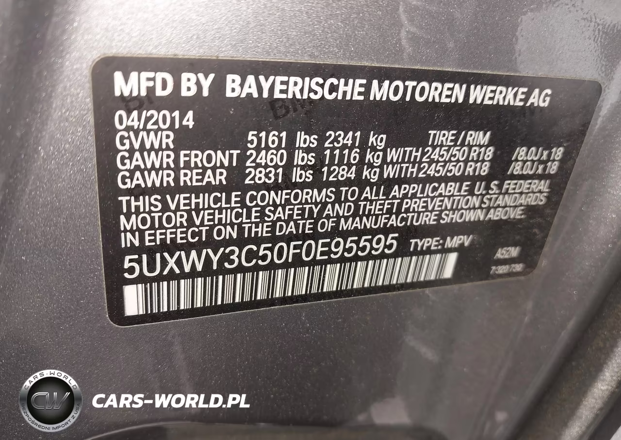 2015 BMW X3 xDrive28D VIN:5UXWY3C50F0E95595 - 9