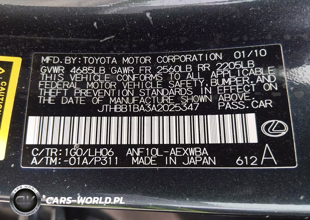 2010 Lexus Hs 250H Premium VIN:JTHBB1BA3A2025347 - 9