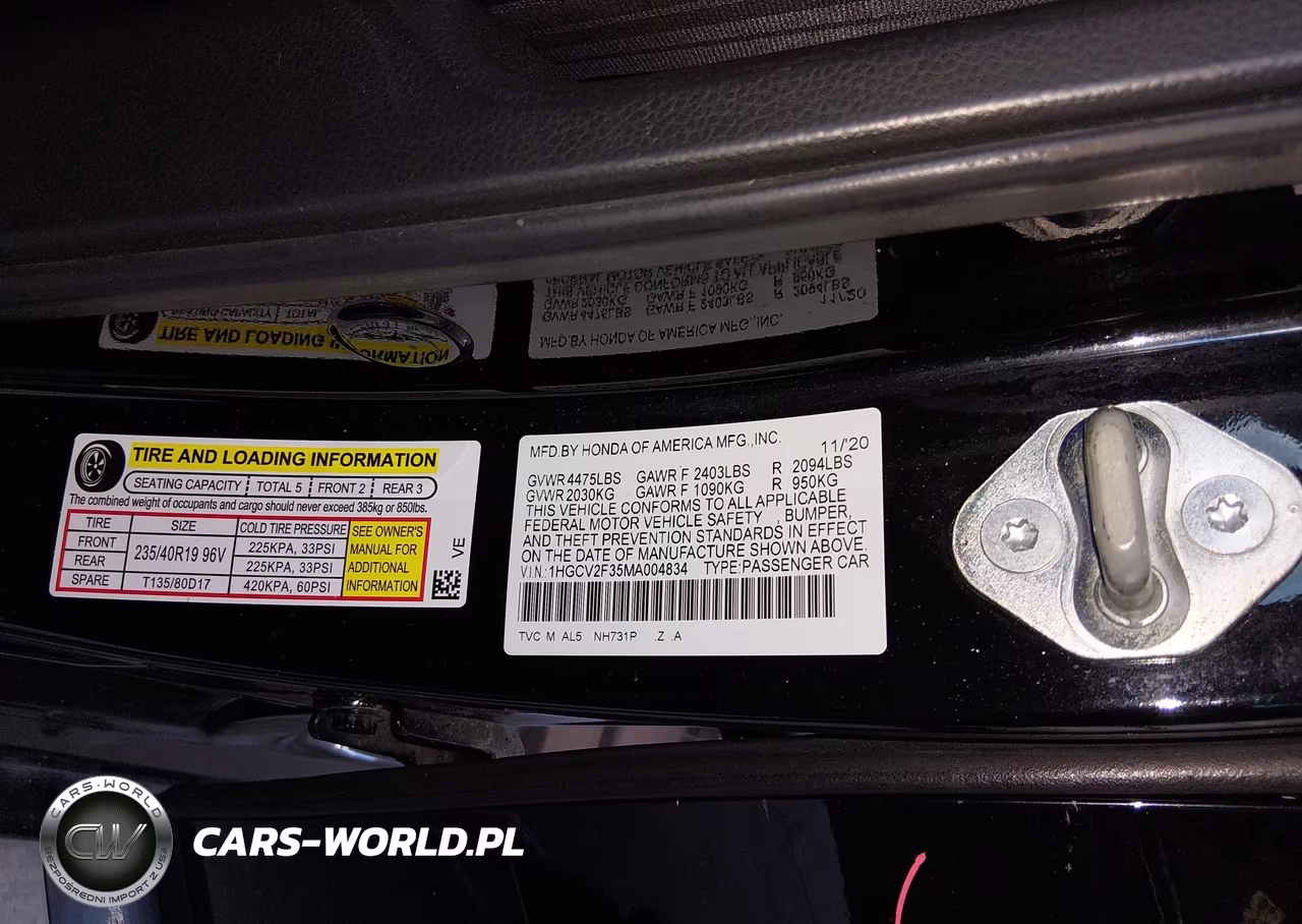 2021 Honda Accord Sport 2.0T VIN:1HGCV2F35MA004834 - 9