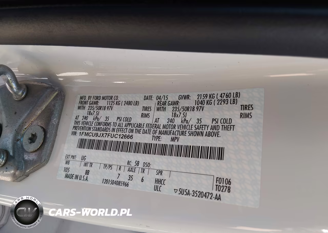 2015 Ford Escape Titanium VIN:1FMCU9JX7FUC12666 - 9