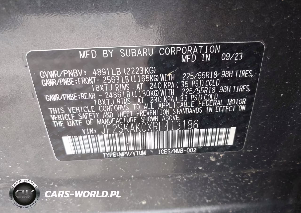 2024 Subaru Forester Limited VIN:JF2SKAKCXRH413186 - 9