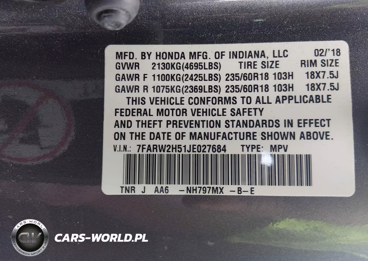 2018 Honda Cr-V Ex VIN:7FARW2H51JE027684 - 9