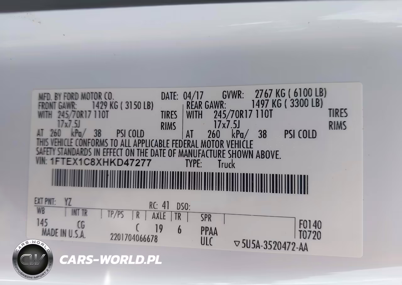 2017 Ford F-150 Xl VIN:1FTEX1C8XHKD47277 - 9