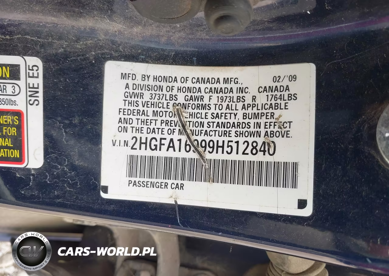 2009 Honda Civic Ex-L VIN:2HGFA16999H512840 - 9