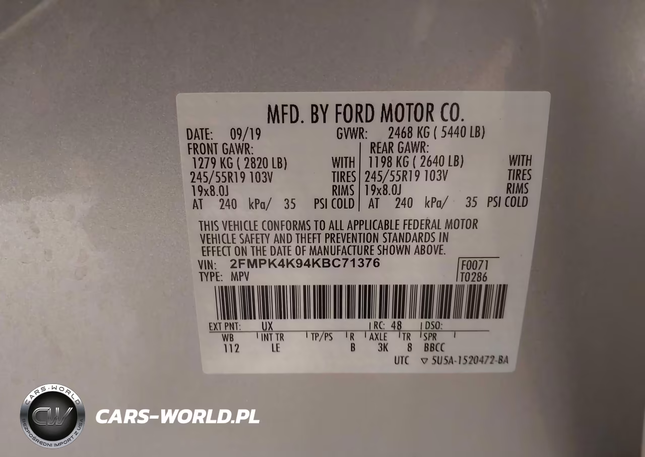 2019 Ford Edge Titanium VIN:2FMPK4K94KBC71376 - 9