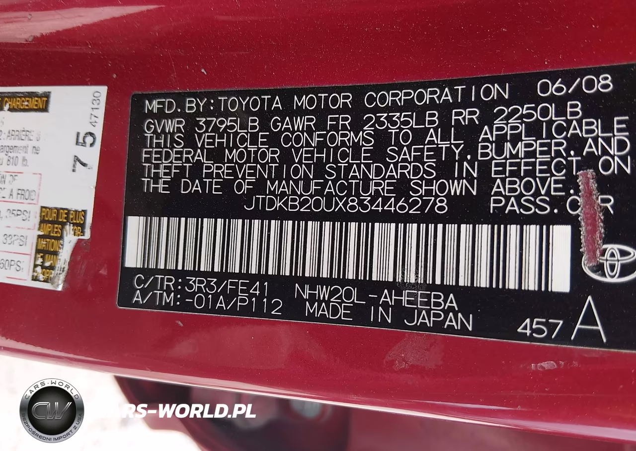 2008 Toyota Prius VIN:JTDKB20UX83446278 - 9