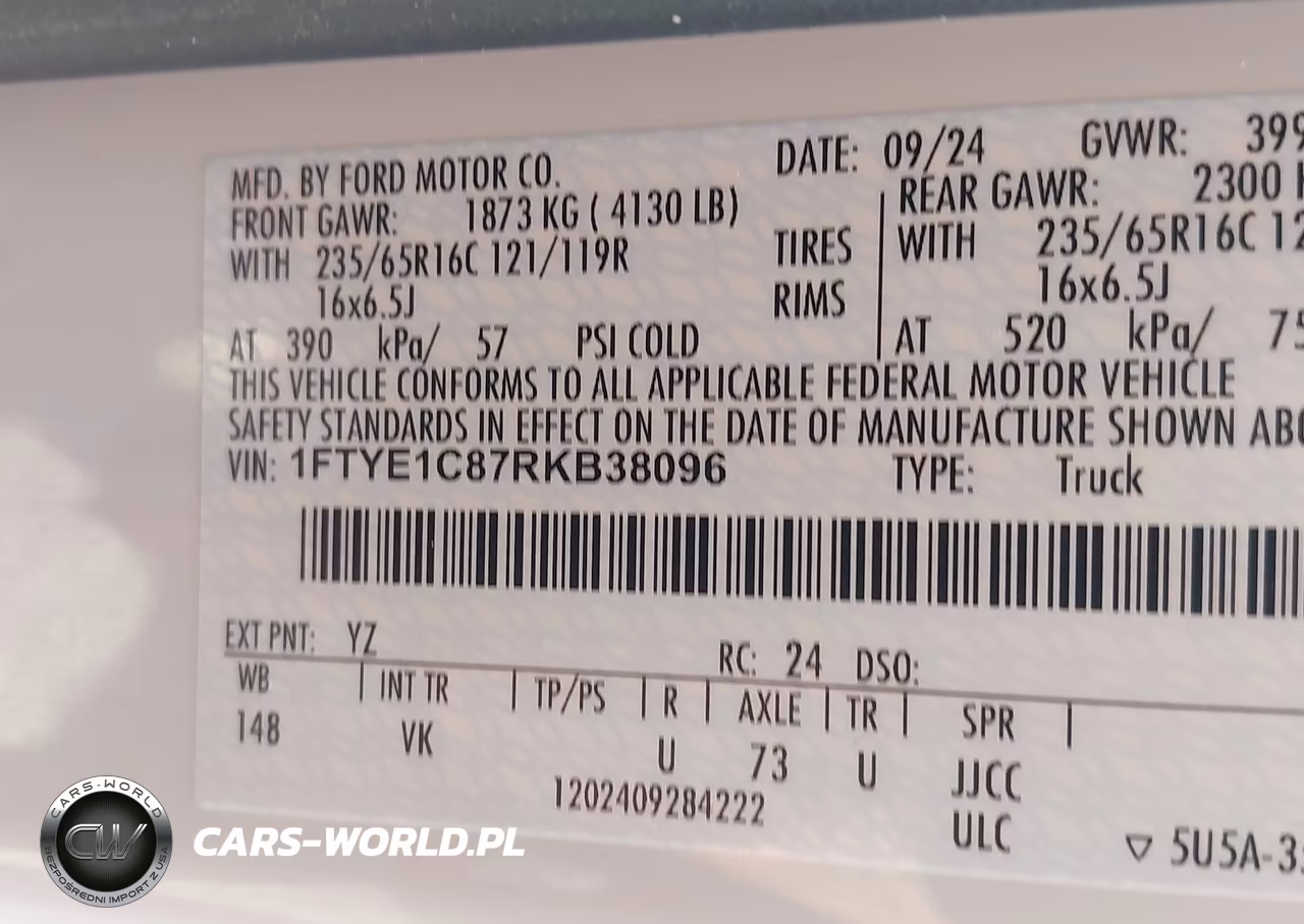 2024 Ford Transit-150 VIN:1FTYE1C87RKB38096 - 9